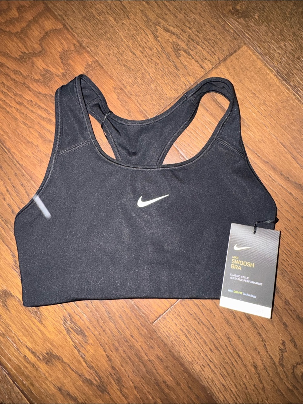 Nike Black Sports Bra with White Swoosh Racerback